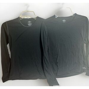 Lot 2 Hot Chillys Base Layer USA Black Long Sleeve Shirt Womens L Outdoor Hiking